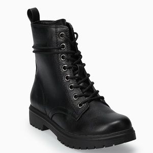 Divided Combat Boots, Black, 6